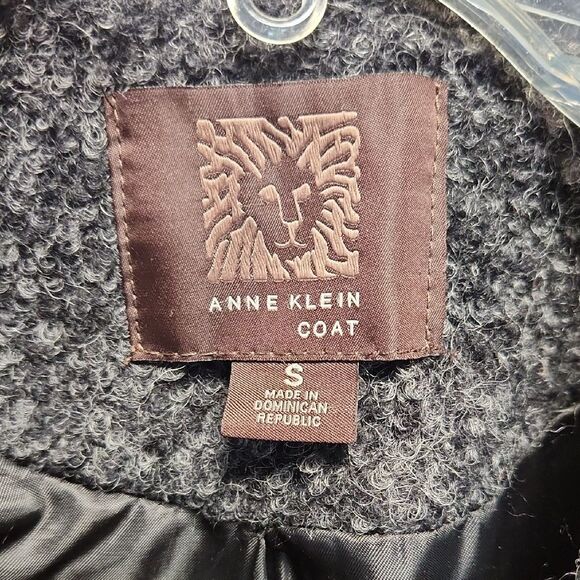 Anne Klein Dark Gray Trench Coat Women S Wool Polyester Jacket Warm Winter - Picture 3 of 11